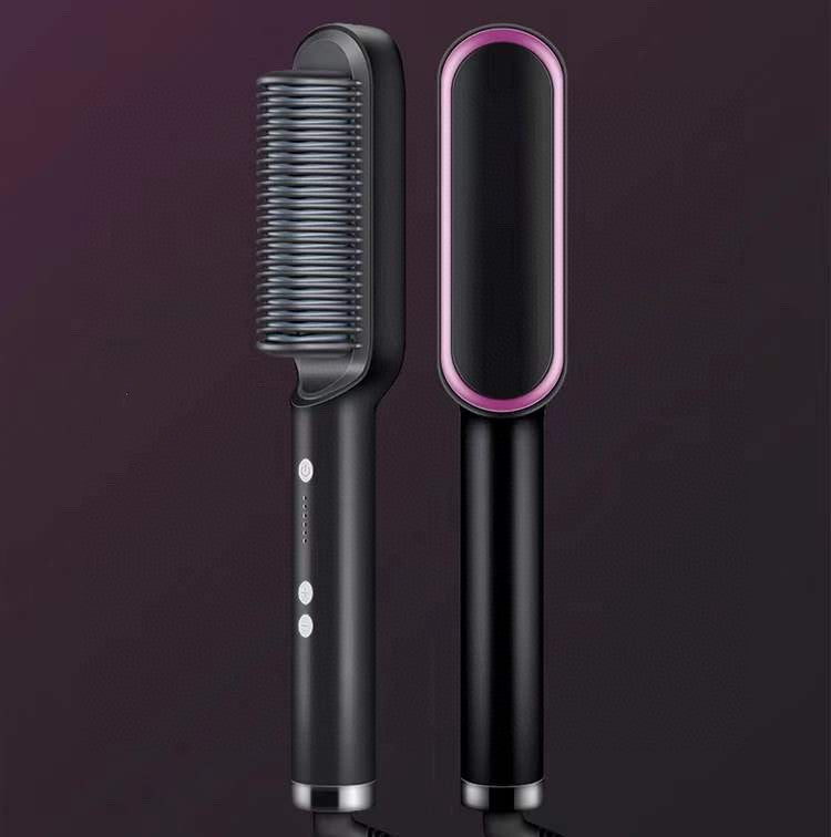 New 2 In 1 Hair Straightener Hot Comb Negative Ion Curling Tong