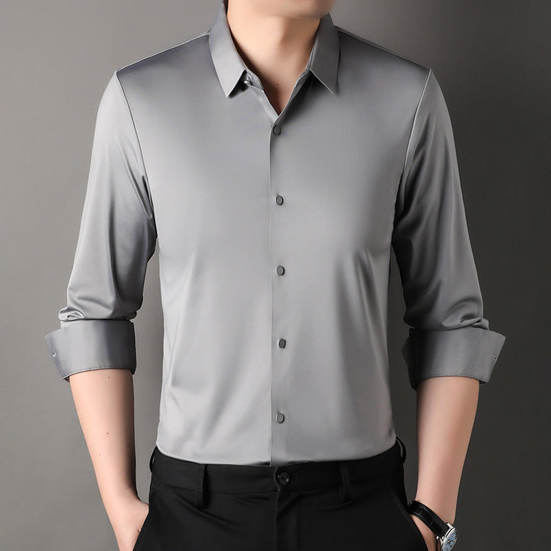 Men's Shirt Leisure Iron-free Micro-elastic Long Sleeve